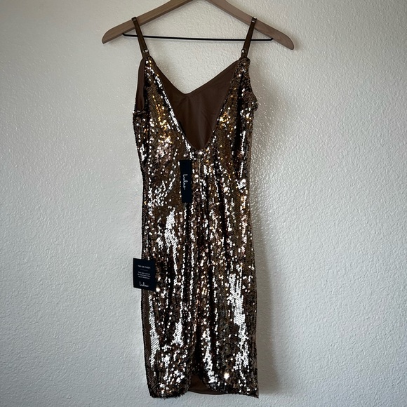 SOLD 🪩 Lulus Glam Party Copper Sequin Bodycon Mini Dress; Size Small - Picture 9 of 11